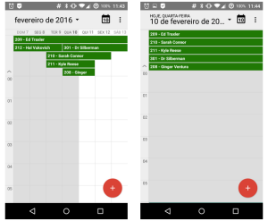 Calendário de reservas sincronizado com o Android