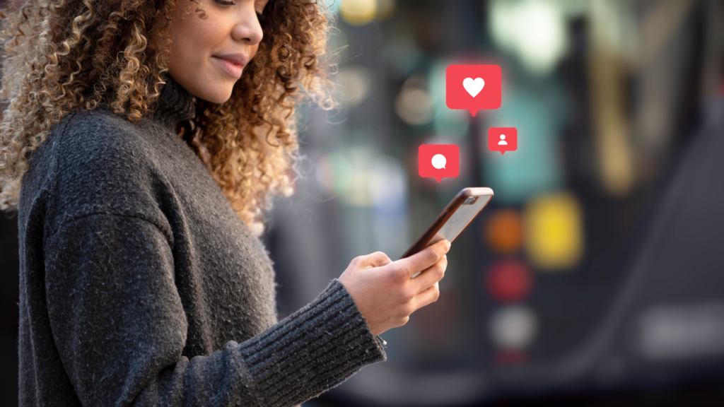 likes e comentários no celular